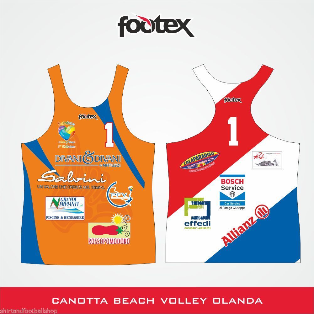FOOTEX Canotta Beach Volley DANIMARCA Made in Italy Sconti per Squadre o Società 
